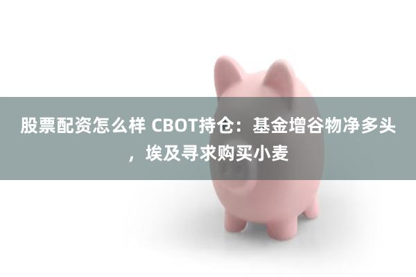 股票配资怎么样 CBOT持仓：基金增谷物净多头，埃及寻求购买小麦