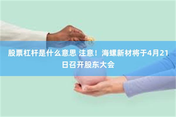 股票杠杆是什么意思 注意！海螺新材将于4月21日召开股东大会